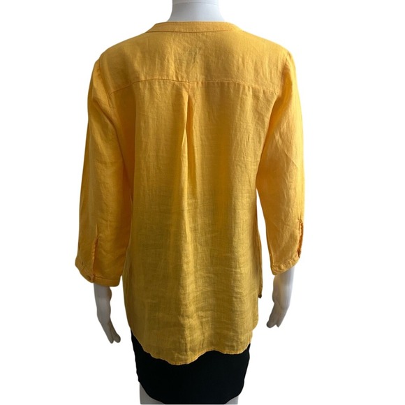Splash Mustard Yellow Linen Tunic Blouse Size 14 - Picture 2 of 8